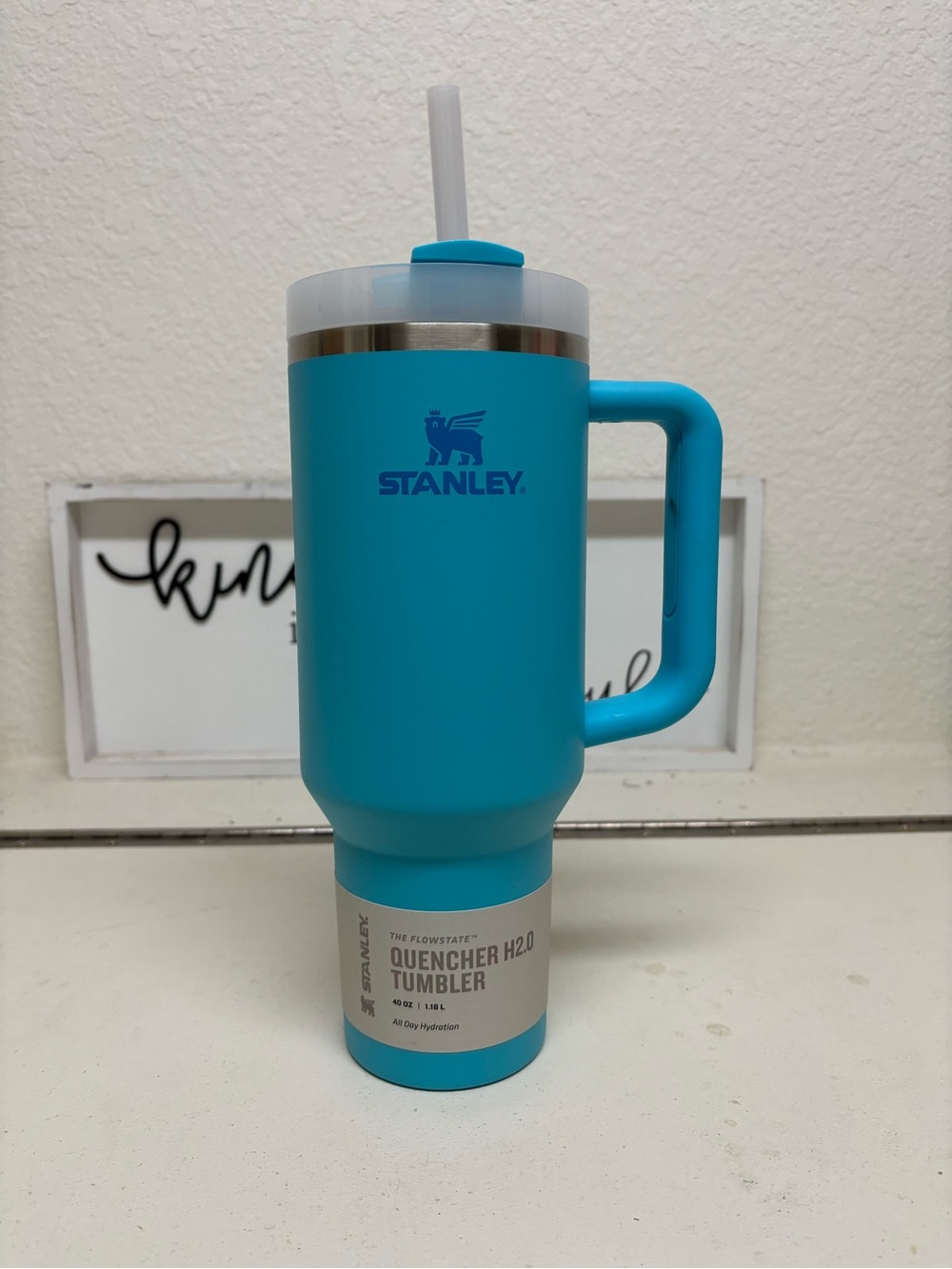 Stanley Bright Teal Travel Tumbler with Handle and Straw